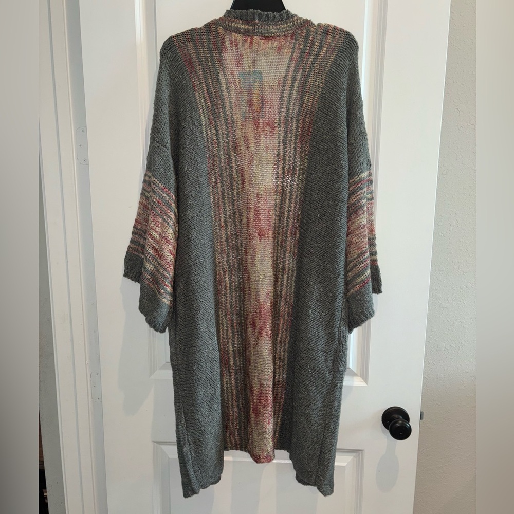 Gray and Pink Cardigan Sweater - Picture 2 of 2
